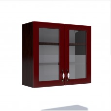 Corp superior vitrina 80 cu 2 usi Zebra MDF rosu simplu